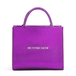 End systematic racism Purple metallic bag